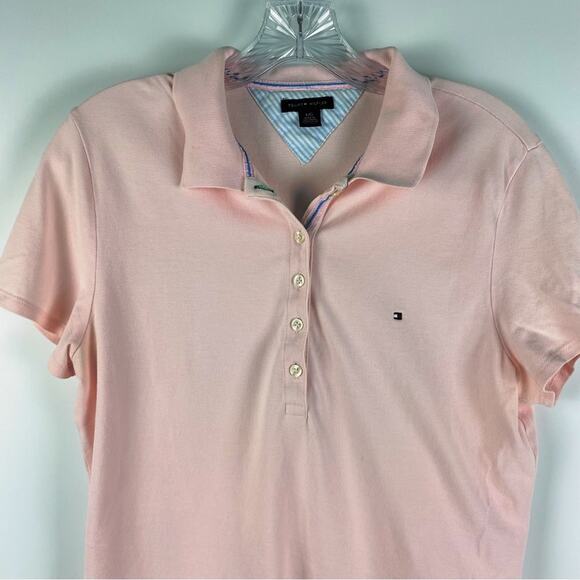 Tommy Hilfiger Pink Polo Shirt Preppy Women’s Size Large - Picture 3 of 9